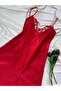 Plus Size Lace Detailed Satin Adjustable Strap Dress Nightgown - 2