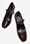 Women's Blunt Toe Piped Heeled Shoes; Brown Wrinkled - 5