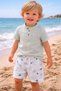 Boy's Muslin Set Green Shirt Small Pattern Shorts 1-4 Years