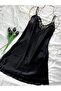 Plus Size Lace Detailed Satin Adjustable Strap Dress Nightgown - 4