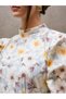 Hijab-Compliant High Neck Coffee Azalea Flower Long Flared Dress - 6