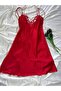 Plus Size Lace Detailed Satin Adjustable Strap Dress Nightgown - 4