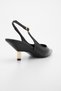 Women's Stiletto Pointed Toe Open Back Gold Metal Heel Classic Heeled Shoes Rente Black - 5