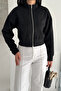 Women's Crop Scuba Fabric Jacket – Zippered Stand Collar Short Jacket - 2