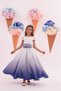 Flower Detailed Long Satin Ombre Girls Evening Gown Graduation Dress 8-9-10-11-12-13-14-15 Years Old 35185Pr - 4