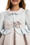Flower Detailed Girls Evening Dress Graduation Dress Bolero and Bag Set 3-4-5-6-7 Years 35406Pr - 5