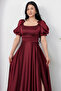 Square Neck Flounce Sleeve Long Satin Dress Drp570 - 2