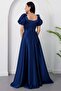 Square Neck Flounce Sleeve Long Satin Dress Drp570 - 8