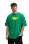 Unisex Oversize Green T-Shirt Dark Printed Eye Detail 100% Cotton Loose Streetwear T-Shirt - 2