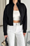 Women's Crop Scuba Fabric Jacket – Zippered Stand Collar Short Jacket - 5