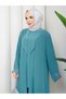 Plus Size Collar Stone-Embellished Three-Piece Set - 3