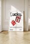 لوحة فنية جدارية حديثة من dopamin Decor Lucky Red Dice - بإطار أبيض