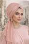 فستان سهرة ناعم ولامع مع غطاء رأس مزود بإبزيم