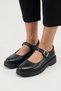 Black Genuine Leather Women's Strappy Mary Jane Lightweight Loafer Shoes Real Leather Inside and Out Women's Mary Jane