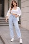 Light Blue Ripped Detailed Mom Jean Pants - 2