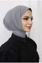 Women's Hijab with Snap Fasteners, Ready-To-Wear Turban Scarf Shawl, Gray