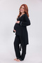 Black Piping Design Cotton Short Sleeve Maternity Pajama Set with 3-Piece Pajamas Set - 5