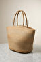 Women's Camel Straw Large Size Hand and Shoulder Bag |   Gold Detailed Beach and Casual Model - 4