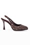 Satin Stone Pointed Toe Women's Thin Heeled Platform Evening Dress Shoes - 3