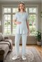 New Season Jacquard Lace Detailed Summer 100% Cotton Special Design Maternity Dressing Gown Pajama Set - 6