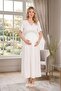 New Season Ecru Lace Detailed Summer Short Sleeve Special Design Maternity Robe Nightgown Set - 3