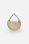 Faux Leather Shoulder Bag, Faux Leather Shoulder Bag with Metal Ring Edges, Beige Shoulder Bag - 2