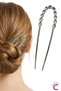 Twist Model French Pin Women's Silver Metal Bun Clip 12.5cm - Modern Stick Clip Hair Bun Stick
