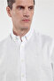 White Linen Buttoned Collar Long Sleeve Slim Fit 100% Linen Shirt 1004260161 - 5