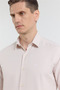 Beige Hard Collar Long Sleeve Pocketless Slim Fit Cotton Shirt 1004255284 - 4