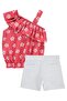 Floral Patterned Flounce Set for 2-5 Years - Red - 3