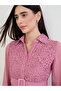 Pink Lace Yoke Belted Maxi Dress - 4