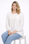 Women's Plus Size Bone, Embroidery Detailed, Elasticated Sleeve Opening, Buttoned Cotton Fabric Blouse 65N39454 - 4
