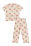 Bow Patterned Pajama Set for 2-5 Years Old - Ivory - 3