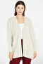 Long Knitwear Cardigan with Pockets - Bone Color