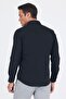 Black Long Sleeve Hard Collar Plain Cotton Slim Fit Shirt 1004260057 - 5