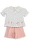 Skirt with Floral Embroidery on the Hem 6-18 Months Set - Ecru