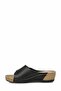 Women's Black Anatomical Wedge Heeled Cork Sole Slippers - Confort - 3