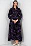 Women's Patterned Long Hijab Dress 2585 - E.Black - 4