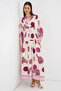 Women's Patterned Long Hijab Dress 2585 - D. Fuchsia - 4