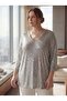 Plus Size Lined Sequin Blouse Silver