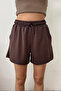 Women's Adjustable Waist Double Pocket Modal Shorts Brown - 26673 - 2