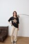 Women's Black Star Detailed Mesh Knit Blouse Sn190 - 3
