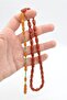 Ahmet Emin Made Ottoman Model Dark Orange Crimped Amber Prayer Beads - 5