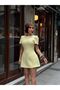 Women's Yellow Pocket Detailed Mini Balloon Dress Yel221824 - 5