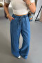 Elastic Waist Wide Leg Denim Trousers - 2