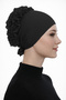 Hijab Stitched Viscose Ruffle Bonnet 03 Black - 2