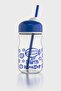 Bubble Kids Little Dreamer Patterned 370 ml Glass Bottle with Straw 182027 Blue