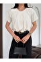 Women's Ecru Short Sleeve Balloon Blouse Elt5072 - 4