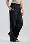 Women's Black Elastic Waist Wide Leg Comfort Pants - 4