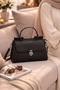 Prime Collection Women's PU Leather Handbag with Top Handle & Shoulder Strap - 5